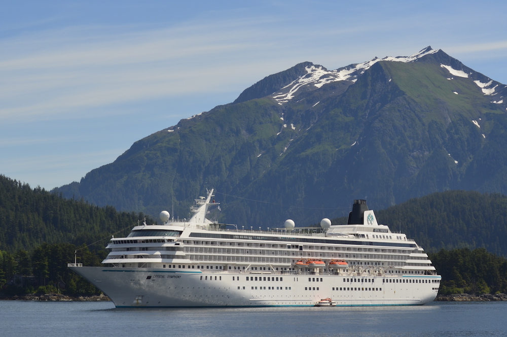 Crystal Cruises Symphony anchored in Alaska